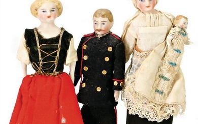 3 pieces, dollhouse dolls, 13-15.5 cm, man with