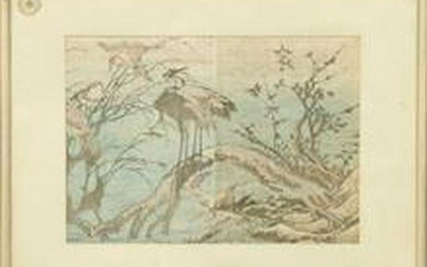 Two woodcuts in colours, Japan, 19th century, 1x winter
