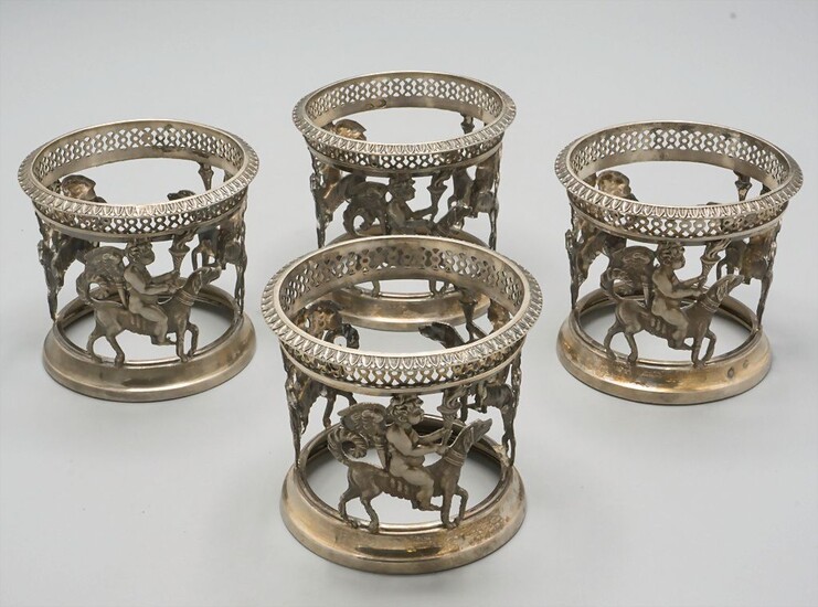 4 Silber Glashalter / A set of 4 silver cup holder, D. Garreau, Paris, 1817-1819...