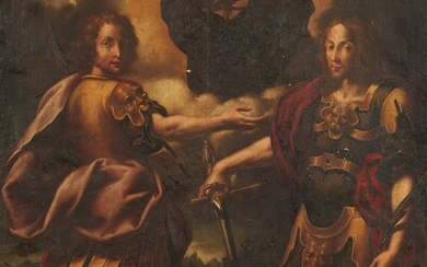 Lombardian School early 17th century - The Madonna with the Patron Saints of Brescia, Saint Faustino and Giovita, and two Donors
