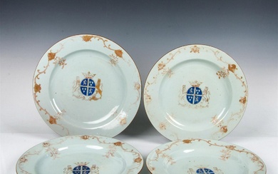 4pc Chinese Export English Market Armorial Graduate Plates