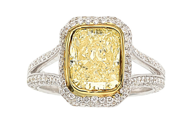 Diamond, Gold Ring The ring features a round-cornered...
