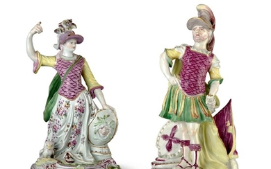 AN ASSEMBLED PAIR OF DERBY LARGE FIGURES OF MARS AND MINERVA, CIRCA 1758-60