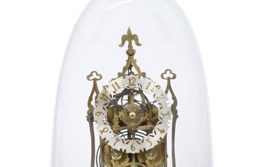 A Brass Skeleton Striking Mantel Clock, circa 1890, 6-inch silvered...