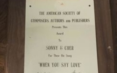 SONNY AND CHER ASCAP AWARD.