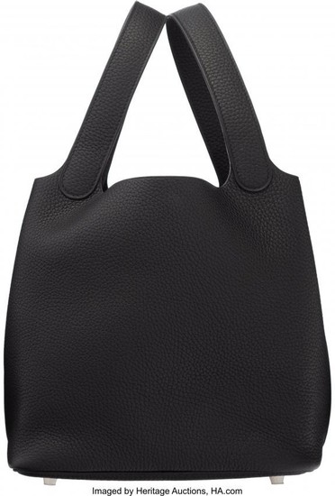 58072: Hermès Black Togo Leather Picotin Lock MM