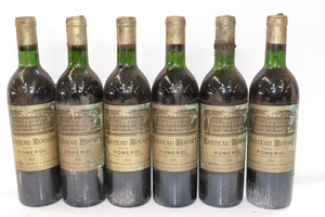 6 Btles Château Rouget 1971 Pomerol dont deux nive…