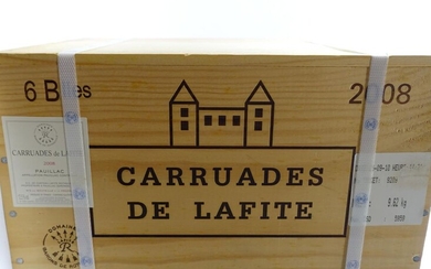 6 bouteilles CARRUADES DE LAFITE 2008 Pauillac Caisse bois d'origine