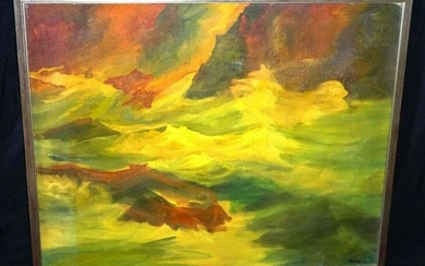 70s Maine Oil Painting Fall Waters Reuben Tam (TaF)
