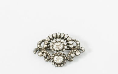 An antique silver and rose-cut diamond brooch