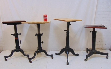 4 cast iron industrial table bases, 4 adjustable table