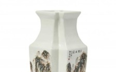 A Chinese porcelain twin-section vase, Republic period,...