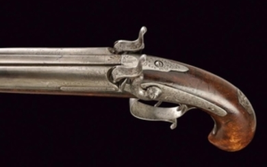 A DOUBLE BARRELLED PERCUSSION PISTOL