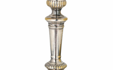 An early 18th century silvered brass candlestick, French/English, probably Huguenot, circa 1700 - 1725