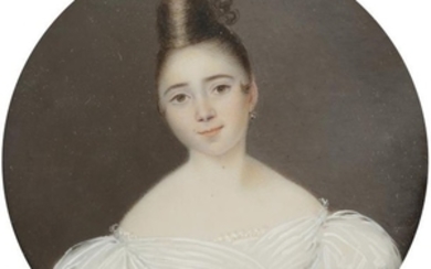 École FRANÇAISE vers 1830 Jeune femme coiffée...