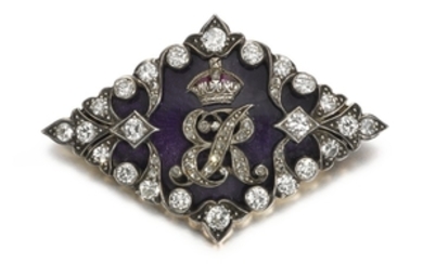 Enamel, ruby and diamond brooch, 1930s