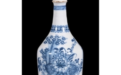 An English delft blue and white chinoiserie water bottle