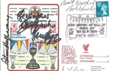 Football FDC Liverpool League Champions and UEFA cup winners PM 14th Sep 1976 signed by John Toshack, Kevin Keegan, Steve...