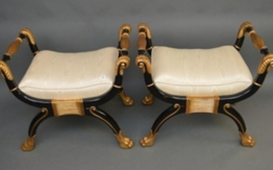 Pair French Empire style benches, 27"h x 29"w x 20"d