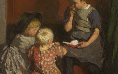 INTERIOR WITH CHILDREN READING, Dame Laura Knight, R.A., R.W.S.