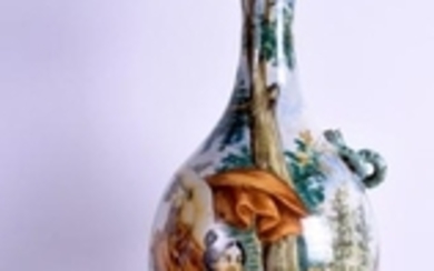 A LARGE 19TH CENTURY ITALIAN MAJOLICA EWER painted with