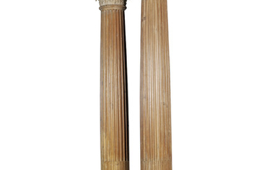 A PAIR OF LATE VICTORIAN PINE CORINTHIAN COLUMNS, LATE 19TH/EARLY 20TH CENTURY