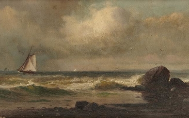 LEMUEL D. ELDRED, (American, 1848-1921), Sailboat off