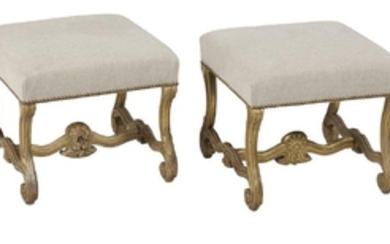 Pair of Louis XV-Style Giltwood Stools