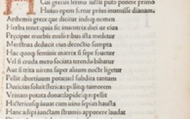 Macer Floridus (o Emilio), [pseudonimo di Odo di Meung?] MACRI PHILOSOPHI DE VIRTUTIBUS HERBARUM ET QUALITATIBUS SPECIEBUS NOVITER INVENTUS AC IMPRESSUS, 1508