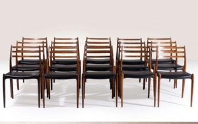 Niels Otto MØLLER 1920-1982 Suite de seize chaises et fauteuils mod. 78 - 1976
