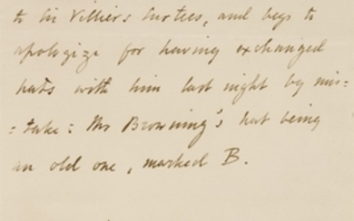 Robert Browning- Autograph Letter: Written in the third person