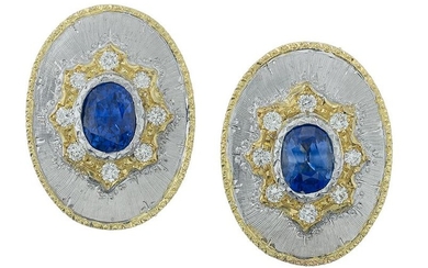Pair of Sapphire and Diamond Gold Earrings