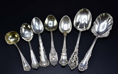 SEVEN ASSORTED STERLING SILVER SPOONS