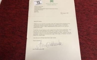 Signed Ann Widecome letter