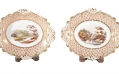 A pair of Staffordshire porcelain oval dishes