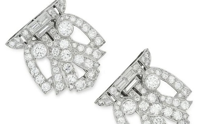 VINTAGE 7.16 CARAT DIAMOND CLIPS set with round and