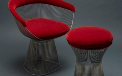 WARREN PLATNER FOUR CHAIRS & STOOL FOR KNOLL