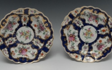A pair of Worcester shaped circular plates, painted
