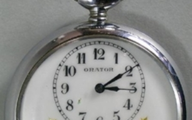 Orator 8-Day Open Face Pocket Watch, visible balance
