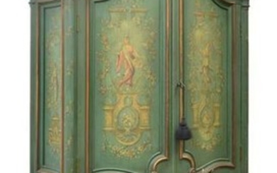 NEOCLASSICAL STYLE PAINTED CABINET ON STAND