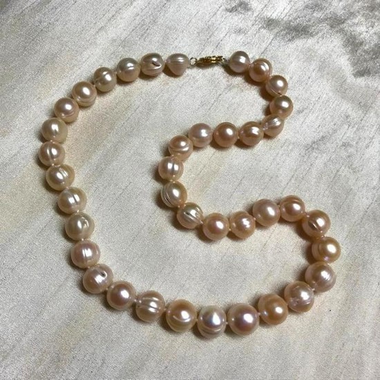 9-10mm Natural South Sea Pink Pearls 18" Necklace