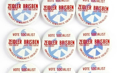 9 Vintage Zeidler Brisben Socialist Campaign Buttons