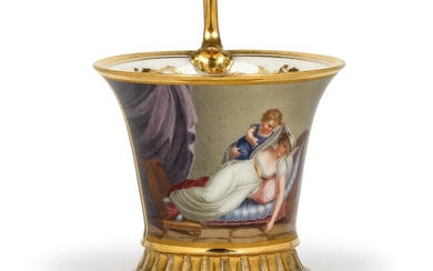 A cup decorated with a mother and child scene