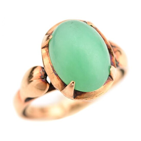 Jade, 14k Yellow Gold Ring.