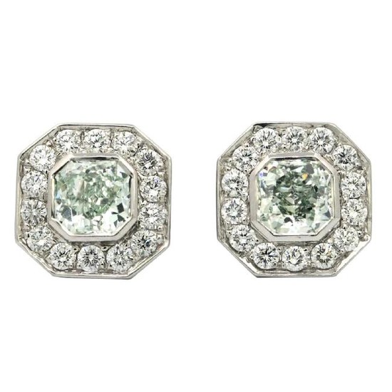GIA Certified 2.00 Carat Natural Green Diamond Earrings