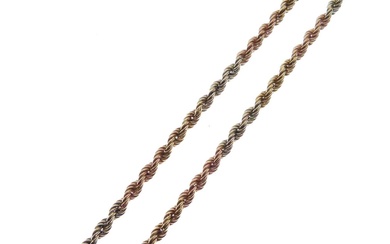 9ct gold tricolour rope-link necklace