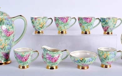 A 1930S CHINTZ EMPIRE LILAC TIME FLORAL COFFEE SET.