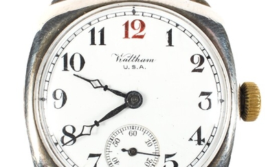 A 1930s silver cased gentleman's wristwatch by Waltham