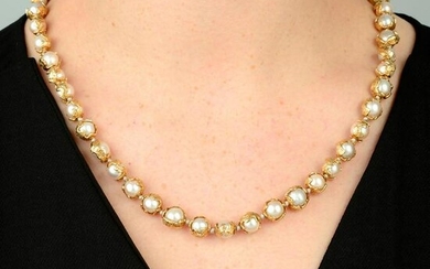 A 1970s 18ct gold 'wrapped' cultured pearl