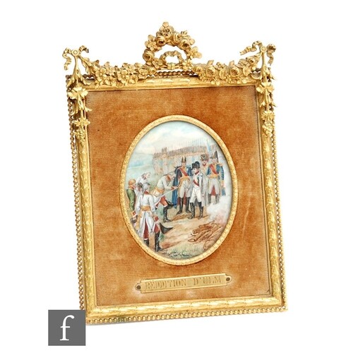 A 19th Century French oval painted miniature depicting the A...